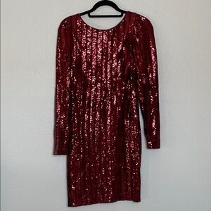 Nanette Lepore Elegant Burgundy Sequin Sheath Dress Size 8